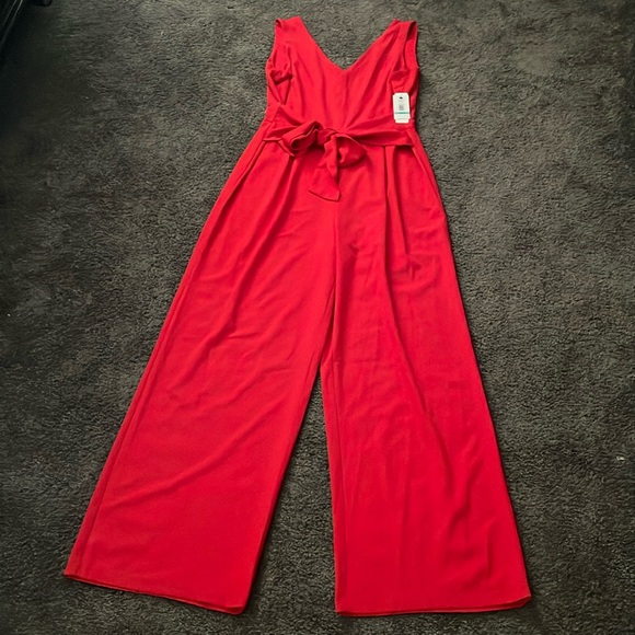Laundry by Shelli Segal Wide Leg Belted Jumpsuit, Poppy Red, Size 16 New w/Tag - Picture 12 of 12